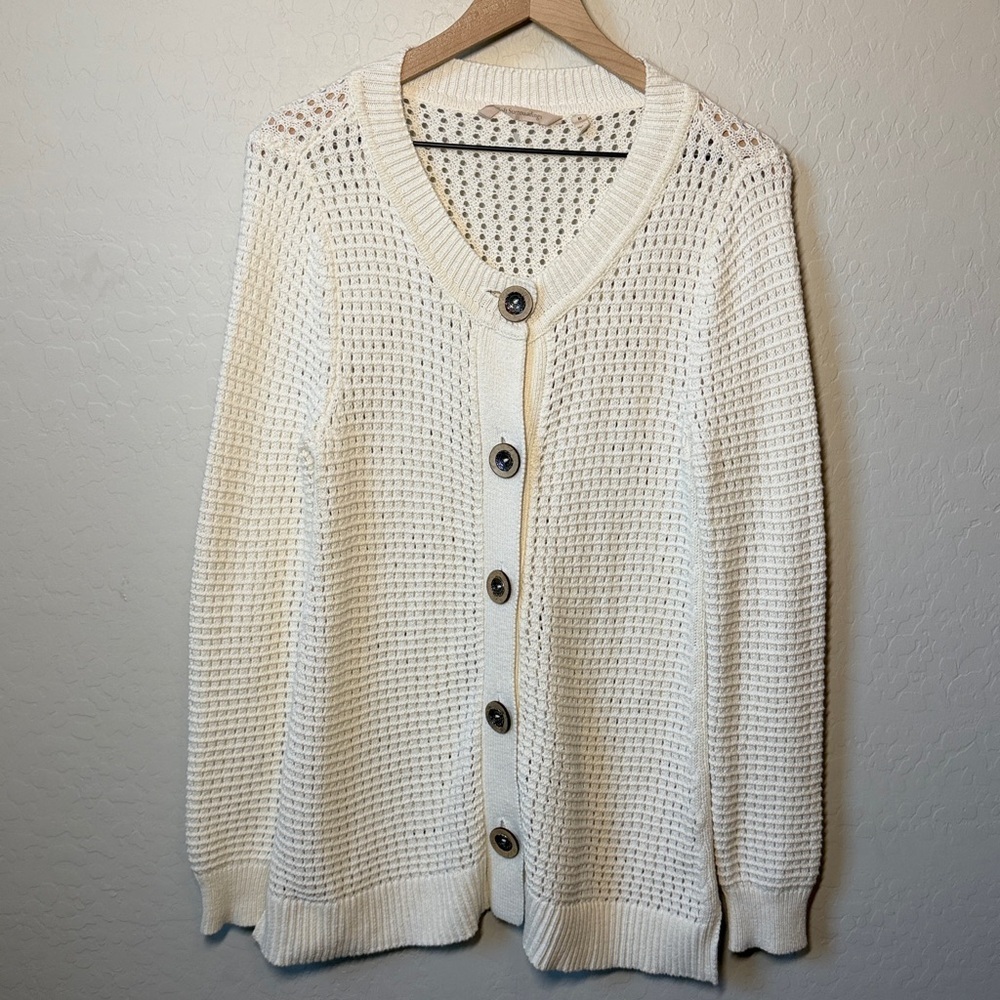 Soft Surroundings Cable Knit Button Down Cardigan… - image 2